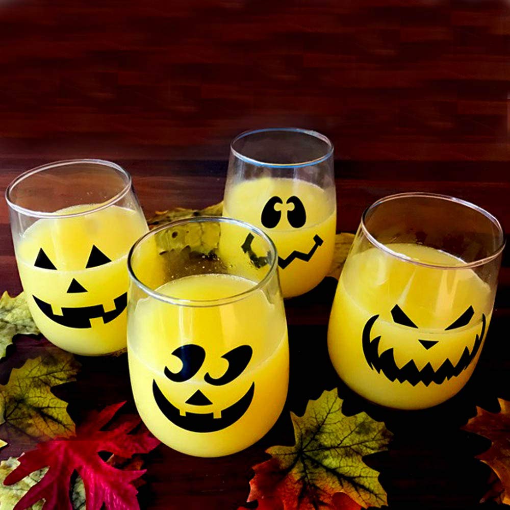 Amazon.com | BARCONIC Halloween Jack O'Lantern Stemless Wine